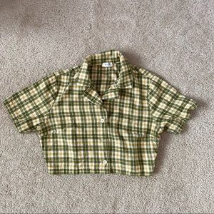 [SOLD] Brandy Melville John Galt Plaid Button Down Crop Top